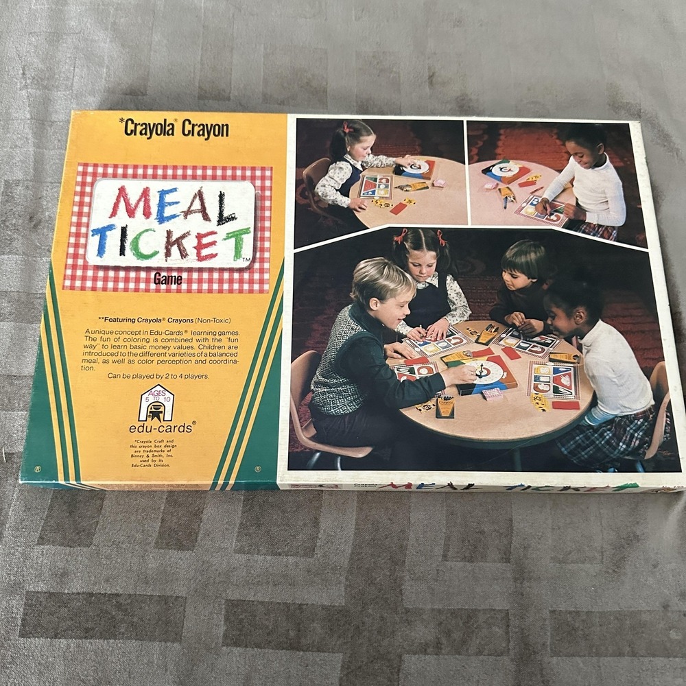 Vintage 1975 Crayola‎ Crayon Meal Ticket Edu-Cards Kids Board Game Ages 5-10